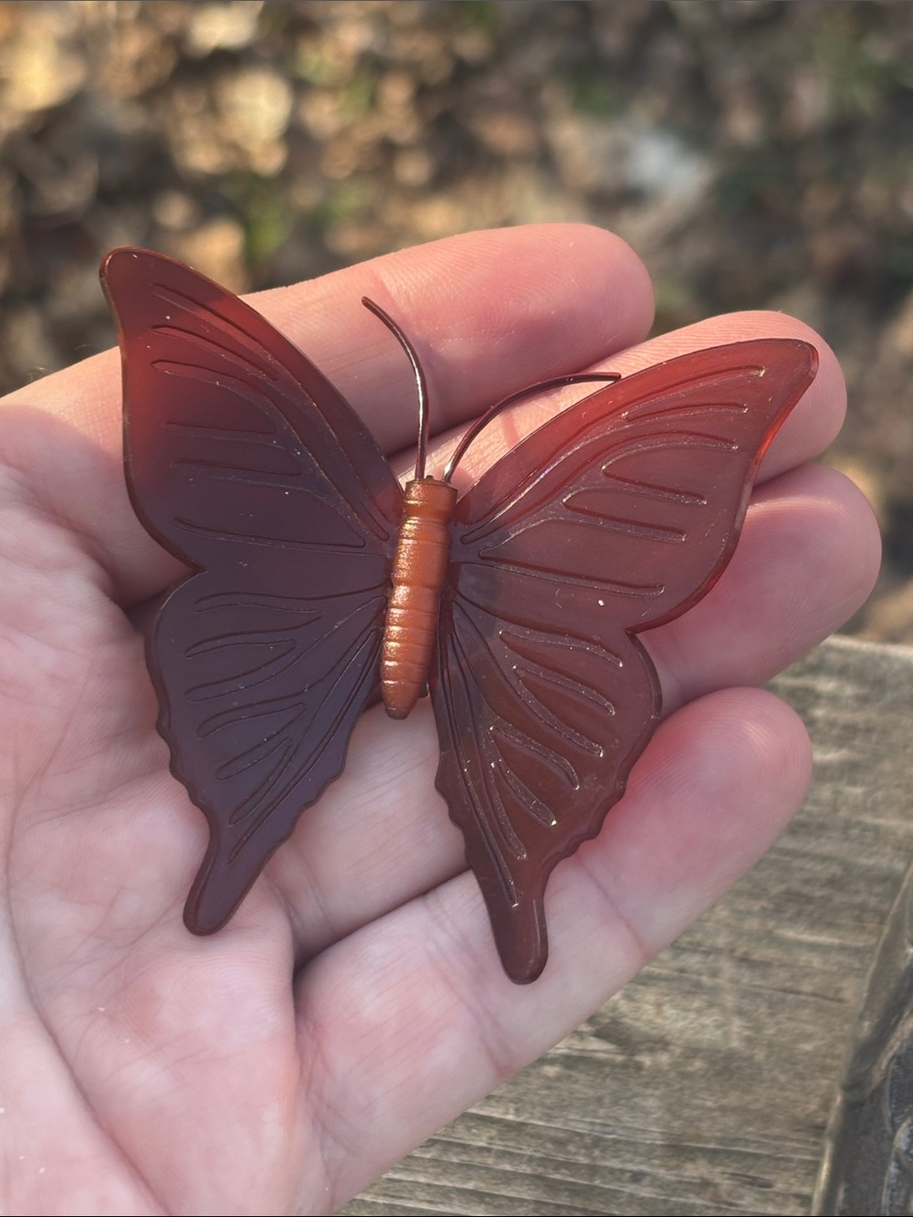 Vintage Ketty Dalsgaard Danish Caramel Color Celluloid Butterfly Pin Brooch - Picture 3 of 5